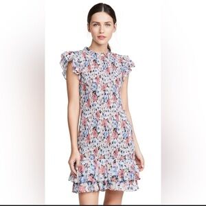 Veronica Beard Floral Mini Dress in Blue, Pink and White